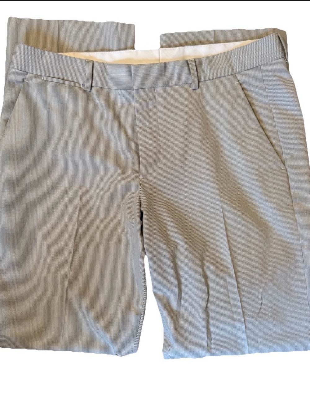 Express Tan White Pinstriped Mens Photographer Pants 31 x 32
